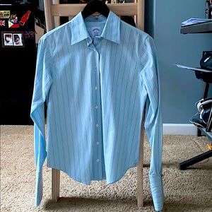 Elegant blouse vertical stripe blue and green